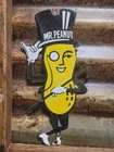 VINTAGE PLANTERS PEANUTS PORCELAIN SIGN OLD NUT SNACK FOOD MR. PEANUT DIECUT