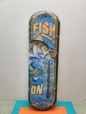 River's Edge Products Tin Thermometer FISH ON 2019 Jon Q Wright