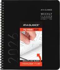 AT-A-GLANCE 2026 Planner, Weekly & Monthly, 7" x 8.75", Medium, Black 