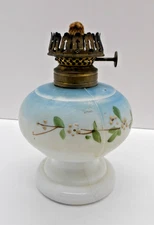 Small Vintage Handpainted Glass Oil Lamp
