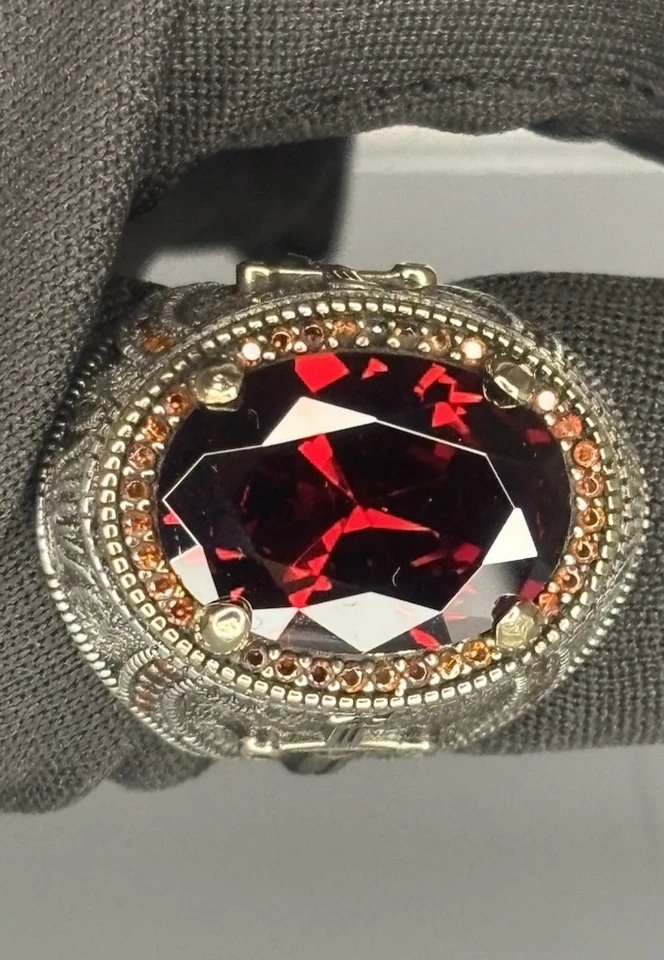 Anel masculino de prata esterlina 925 rubi: design de espada vintage, joias artesanais - Imagem 3 de 4