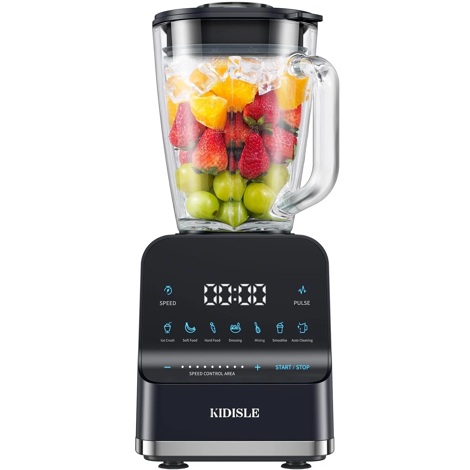 Professional Smoothie Blender for Shakes, 52oz Glass Jar, Ice Crush, Puree, 9-Sp
