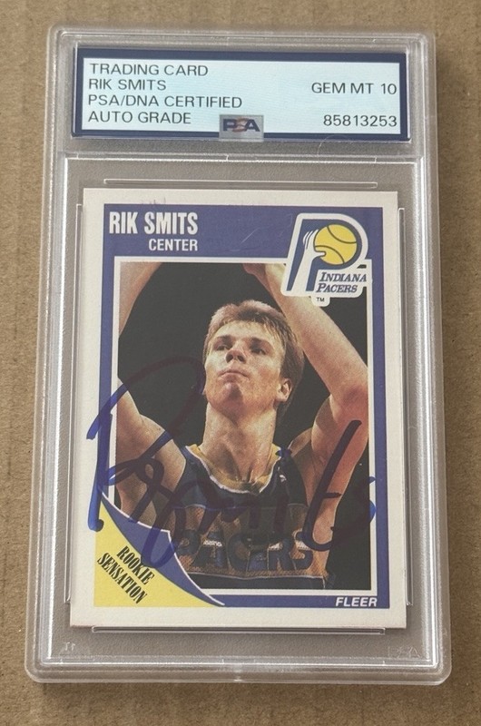 RIK SMITS SIGNED 1989-90 FLEER RC GEM MINT 10 AUTO PSA/DNA INDIANA PACERS