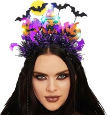 Light up Halloween Headband Pumpkin Gothic Headpiece Bat LED Cosplay Rave Hair