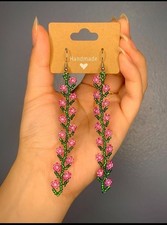 Handmade Seed Bead Fringe Earrings - Long Tassel Beaded Jewelry for Women