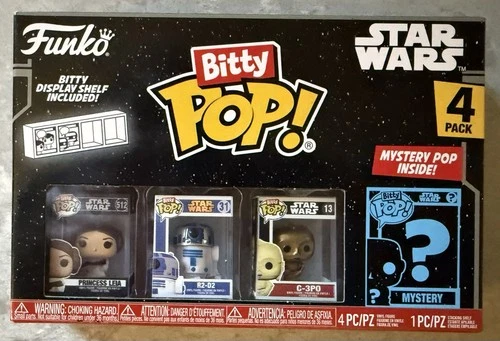 Funko Bitty Pop!  STAR WARS 4 Pack - Princess Leia, R2-D2, C-3PO, & Mystery