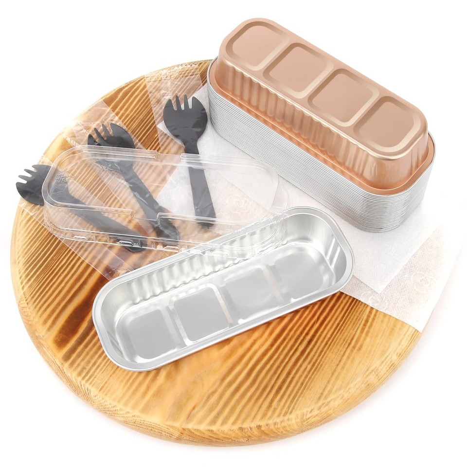 LNYZQUS Disposable Mini Cake Pans With Lids 50 Pack, 6.8oz Rectangle