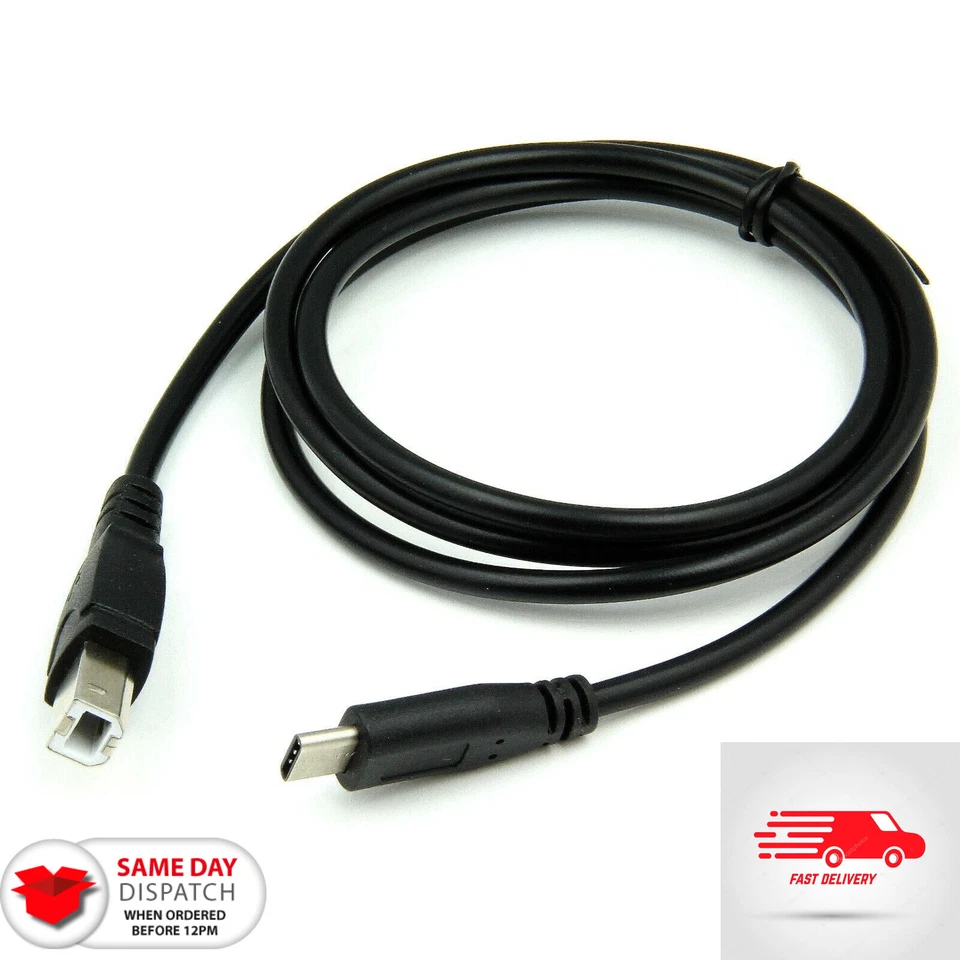 USB 3.1 Type C to B Type Plug Laptop MacBook to Printer Cable Black  - Image 2 of 2