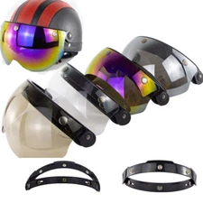 3-Snap Windshield Motorcycle Helmet Flip Up Visor Shield Lens Half Open Face