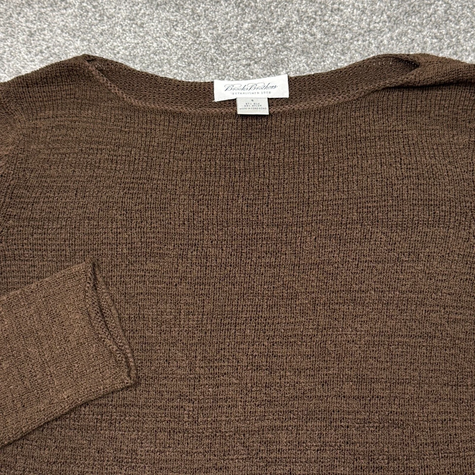 Suéter Brooks Brothers Mujer Pequeño Marrón Pullover Seda Suave Trabajo Ligero Foto 4 de 4
