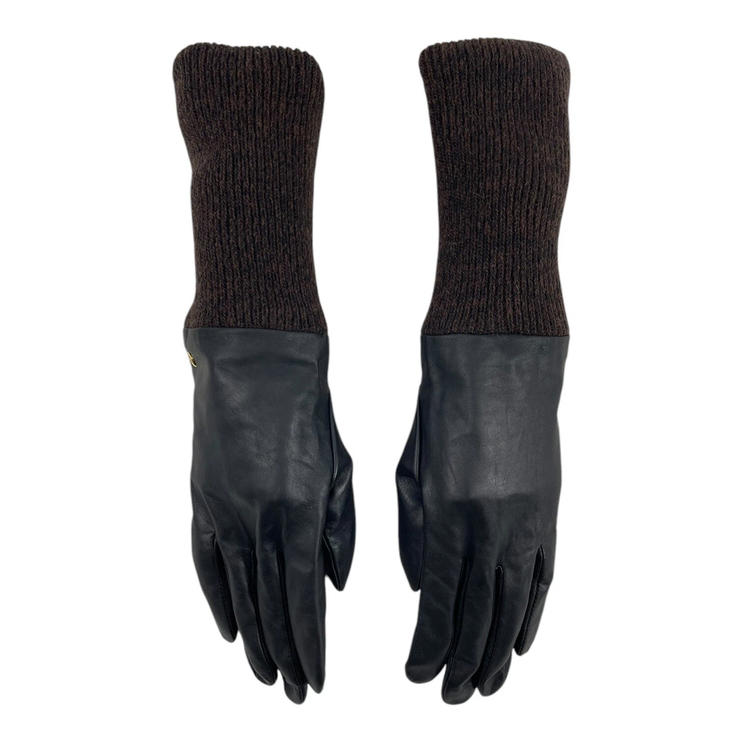Vintage ETIENNE AIGNER Gloves Womens XL 8 Leather Wrist Lined Knit Cuff NOS