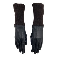 Vintage ETIENNE AIGNER Gloves Womens XL 8 Leather Wrist Lined Knit Cuff NOS