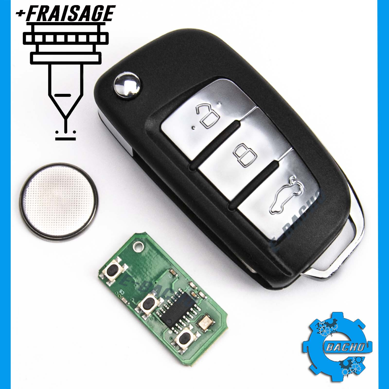Clé télécommande 434Mhz Ford Focus avec lame fraisée pour remplacer un plip usé