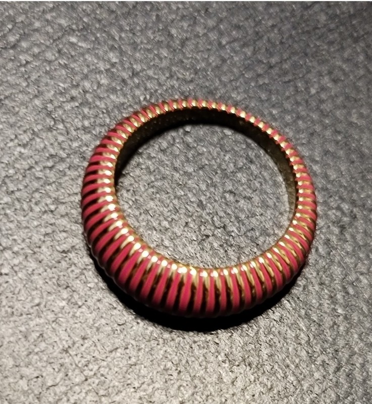 GORJANA 18k Gold Plated Catalina Enamel Ring Gold Pink Striped Boho Size 5