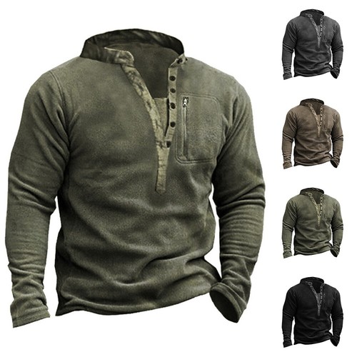 Chemise Polo Shirt Business Casual Manches Longues en Coton pour Homme