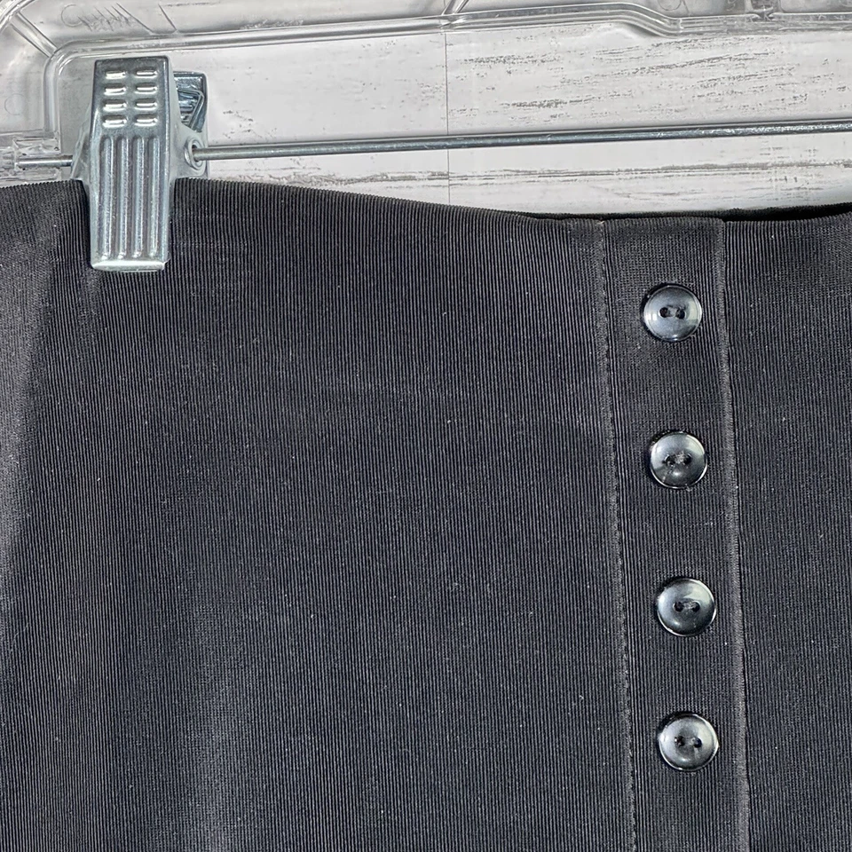 Vintage Black Jersey Maxi Skirt Women Plus Sz 1X Button Front Made In USA - Image 2 of 4