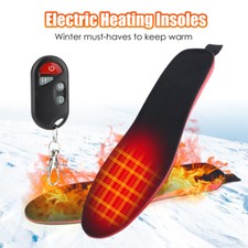 Pair Electric Heated Shoe Insoles Pads Foot Warmer Remote USB Rechargeable 26cm