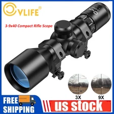 3-9X40 Compact Rifle Scope Crosshair Mil-Dot Truplex Reticle With Scope Mounts