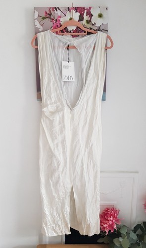Zara elfenbeinfarbenes Midikleid aus Satin mit Falten, UK-Größe 6-8 XS Tüll geknittert - Bild 5 von 12
