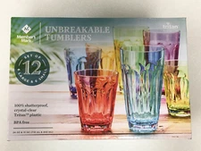 New Tritan Unbreakable Tumblers Multicolors Set of 12 pcs ( 6 Large and 6 Small)
