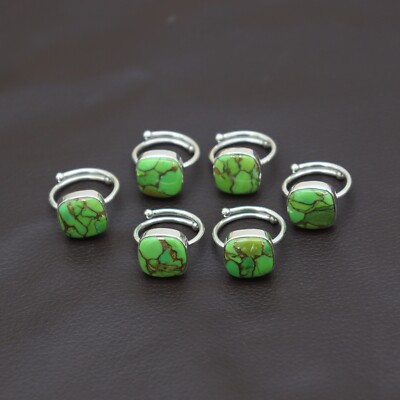 Green Turquoise Gemstone 925 Sterling Silver Handmade Ring For Friend Birthday