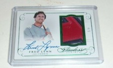 FRED LYNN 16 PANINI FLAWLESS JUMBO GAME USED JERSEY AUTO RELIC 4/5 SIGNED CARD