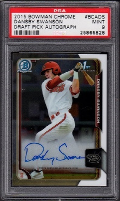 2015 Dansby Swanson Bowman Chrome Draft Pick Autograph #BCA-DS Auto Graded PSA 9