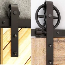 4ft-12ft Sliding Wood Barn Door Hardware Closet Rail Kit For Single/Double Doors