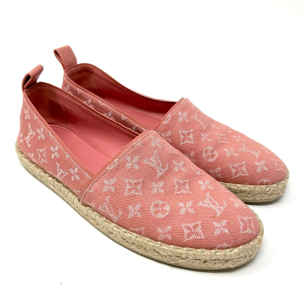 LOUIS VUITTON Monogram Espadrilles #36.5 US 6 Flats Pink Cotton RamkAB