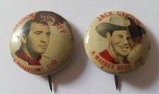 c1940 Macdonald Carey Paramount & Jack Carson Quaker Cereal Pin Button Damaged