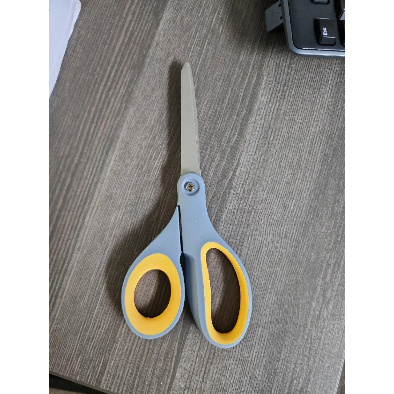 Westcott Titanium Scissors Gray Yellow Handles Stainless Steel Blades