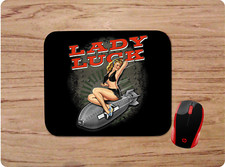 LADY LUCK BIKINI GIRL RIDING BOMB COFFEE FUNNY NEOPRENE NON-SLIP SOFT MOUSE PAD