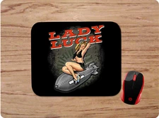 LADY LUCK BIKINI GIRL RIDING BOMB COFFEE FUNNY NEOPRENE NON-SLIP SOFT MOUSE PAD