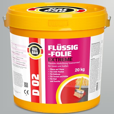 Flüssigfolie Flex 20Kg Wasserdichtsperre Außen Dichtfolie Balkon Dusche Bad D02