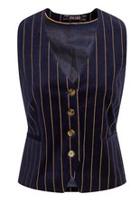 King Louie »BIANCA PINSTRIPE« Nadelstreifen Gilet WESTE Waistcoat Rockabilly