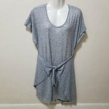 Rebecca Taylor Women Dress Wrap Tie Linen Jersey Heather Gray Stretchy Dolman XS