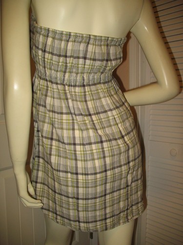 Vintage Y2K 90s Mudd Womens Strapless Long Top Plaid Surfer Beachwear Cover Ups - Picture 12 of 12