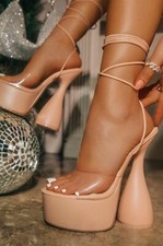 New Women's Strappy Open Toe Ankle Lace-Up Platform Sandals Chunky Sky High Heel