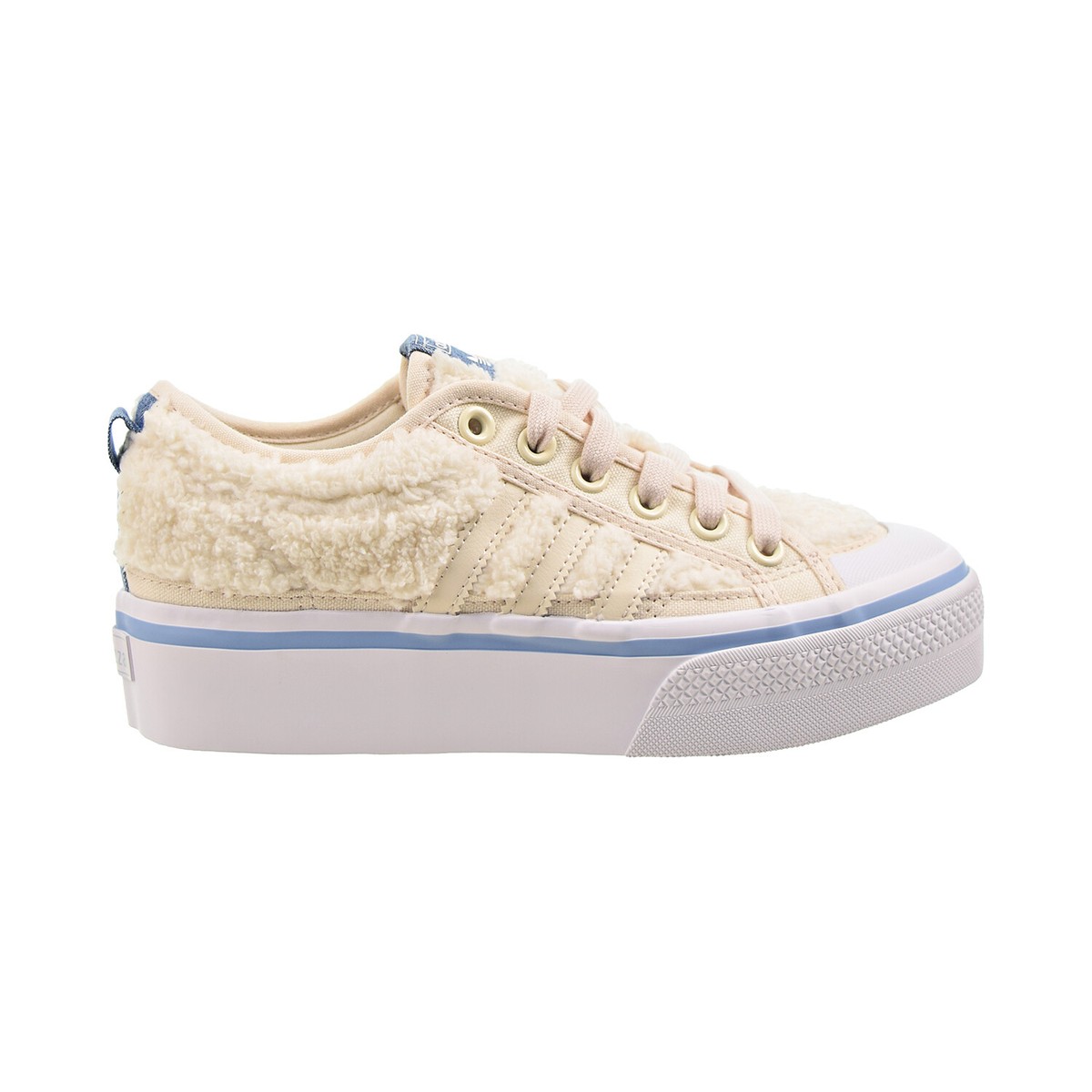 日本未入荷アディダスレディースオリジナルNIZZA PLATFORM SHOES Adidas Nizza Platform Sherpa Women's Shoes Wonder White
