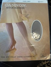 VINTAGE CANNON MESH SEAMLESS STOCKINGS  PARIS GREY  10 MEDIUM  NEW  1960  S