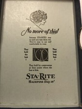 Hair Pins Vintage Box STA-RITE Original Black And Gold Cardboard No Pins