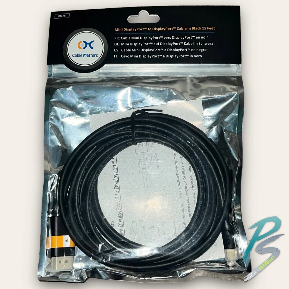 Cable Matters Mini DisplayPort to DisplayPort Cable - 15 Feet, Black - Image 2 of 4