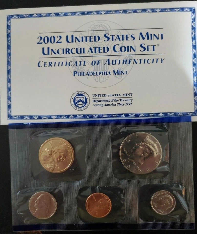 2002 P & D Uncirculated Mint Set Env&COA 20 CN-Clad Coins 21ccc0515 - Image 3 of 4
