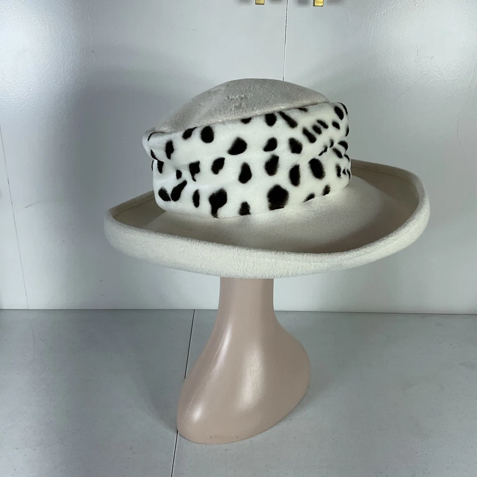 Vtg Authentic KOKIN New York NY USA Women’s Hat White Dalmatian Cruella De Vil - Image 3 of 4