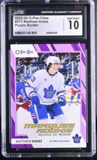 CGC Gem Mint 10 2023-24 O-Pee-Chee O-Pee-Chee Purple Border 573 Matthew Knies RC