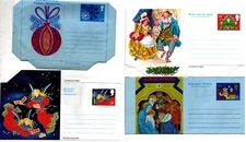 GB QE II 1980's 4 Aerogramme Unused Christmas Xmas