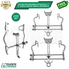 3 Pcs Balfour Abdominal Retractor 4" 7” 10" Medical Instruments German Grade