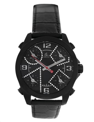 Jacob & Co 5 Time Zones JCM-2BCDA Diamonds PVD Steel 40MM Unisex Quartz Watch
