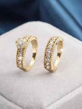 3.0Ct Round Cut Wedding Bridal Ring Set 14K Yellow Gold Plated Simulated Diamond