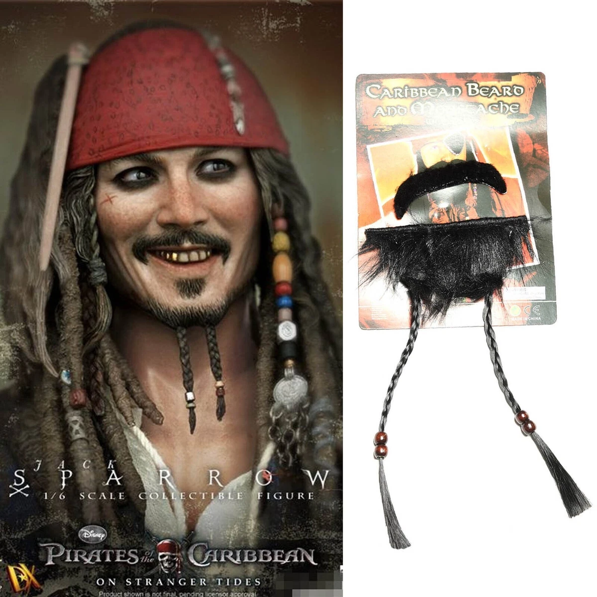 Perruque pirate avec bandeau rouge homme